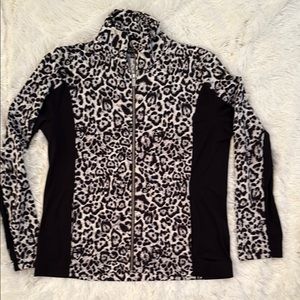 Ladies Jones New York Animal Print Zip-Up Jacket Large Petite size